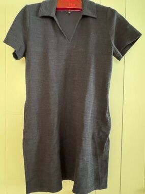 TALBOTS Short Sleeve Johnny Collar Dress - Navy - Size L